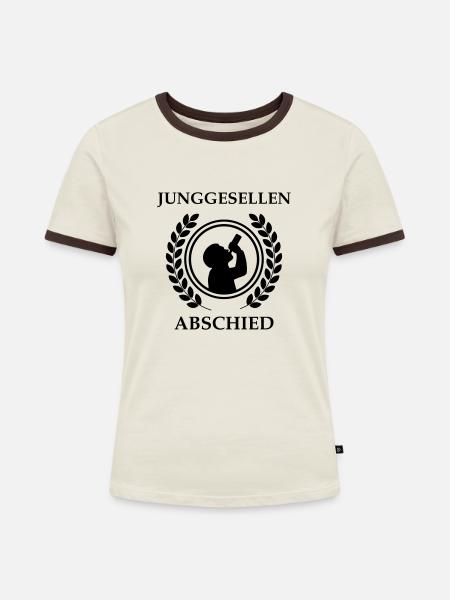 Junggesellenabschied - Frauen Kontrast-T-Shirt - Off-White/Dunkelbraun