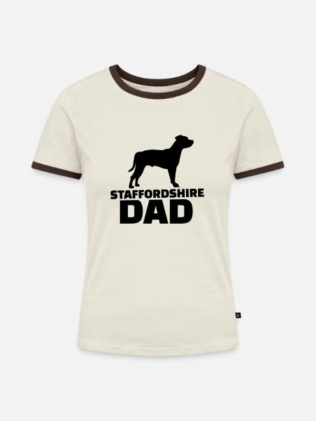Staffordshire - Frauen Kontrast-T-Shirt - Off-White/Dunkelbraun
