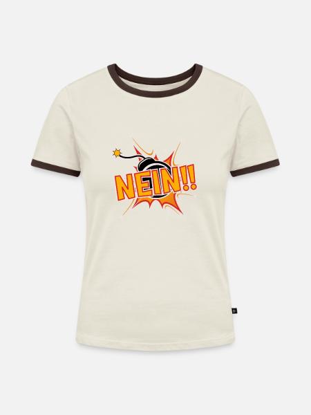Nein Bombe - Frauen Kontrast-T-Shirt - Off-White/Dunkelbraun
