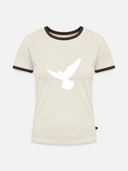 Friedenstaube - Frauen Kontrast-T-Shirt - Off-White/Dunkelbraun
