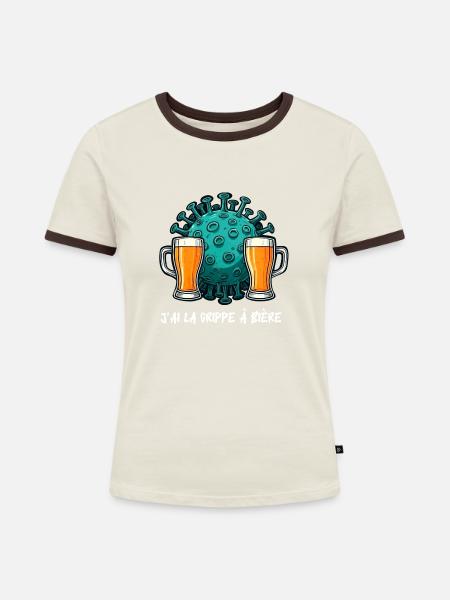 Ich habe eine Biergrippe - Frauen Kontrast-T-Shirt - Off-White/Dunkelbraun