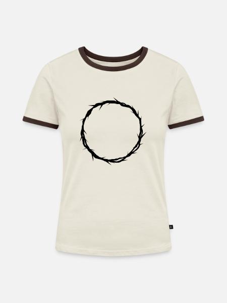 Die Dornenkrone Christi - Frauen Kontrast-T-Shirt - Off-White/Dunkelbraun