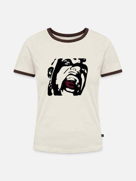 scream - Frauen Kontrast-T-Shirt - Off-White/Dunkelbraun