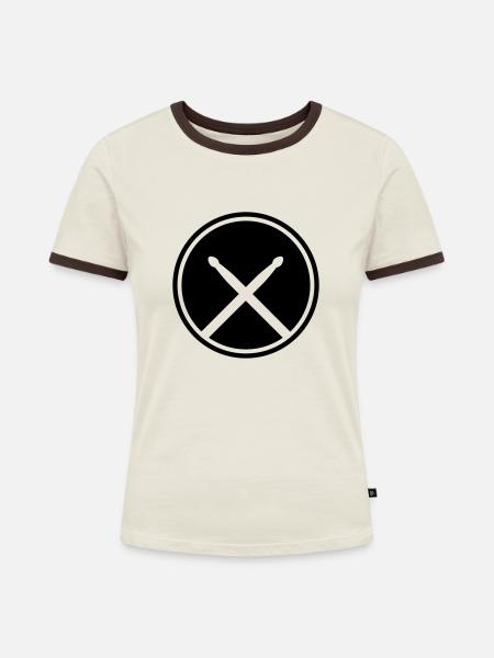 Drumstick circle - Frauen Kontrast-T-Shirt - Off-White/Dunkelbraun