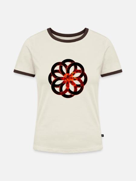 Glühender Knoten - Frauen Kontrast-T-Shirt - Off-White/Dunkelbraun