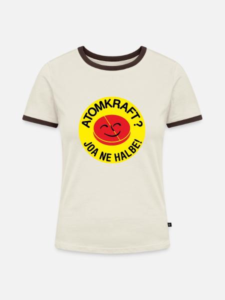 Halbe Atomkraft - Frauen Kontrast-T-Shirt - Off-White/Dunkelbraun