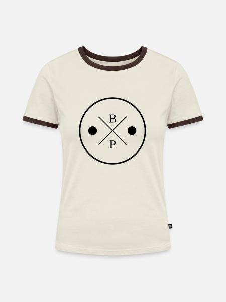 Beerpong - Frauen Kontrast-T-Shirt - Off-White/Dunkelbraun