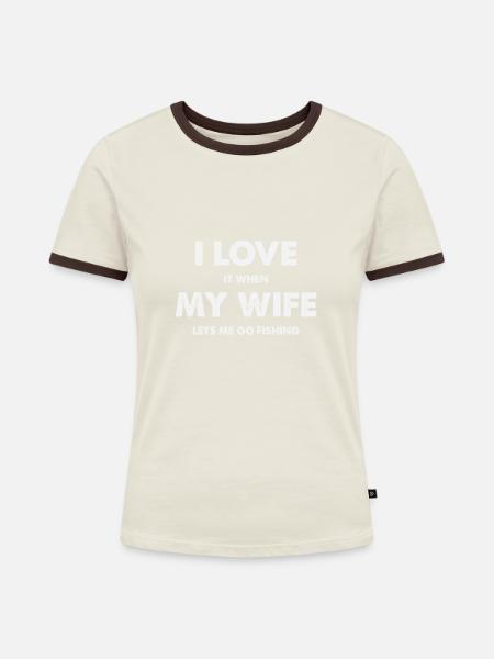 Angelsport - Frauen Kontrast-T-Shirt - Off-White/Dunkelbraun