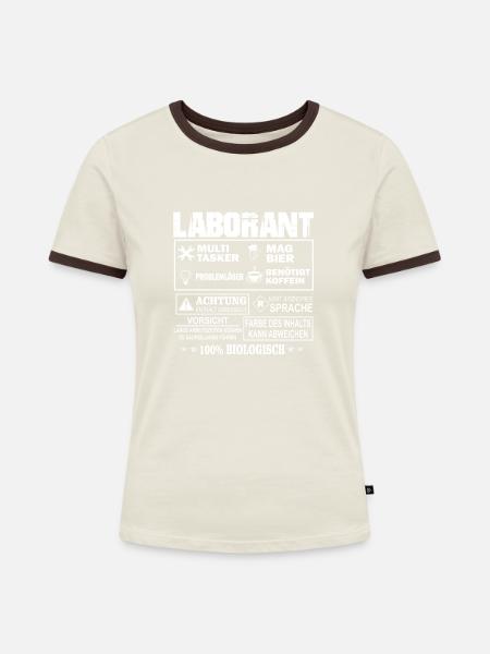 Laborant - Frauen Kontrast-T-Shirt - Off-White/Dunkelbraun