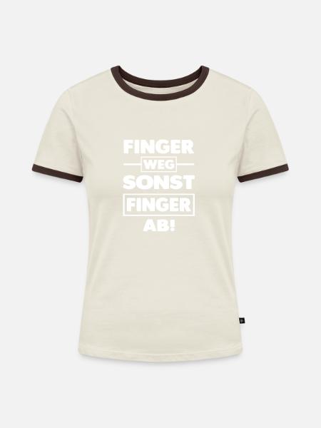 Finger ab! - Frauen Kontrast-T-Shirt - Off-White/Dunkelbraun