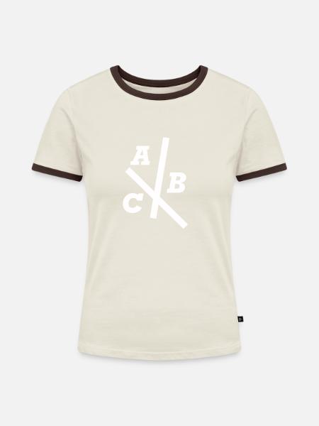 Kinder ABC - Frauen Kontrast-T-Shirt - Off-White/Dunkelbraun