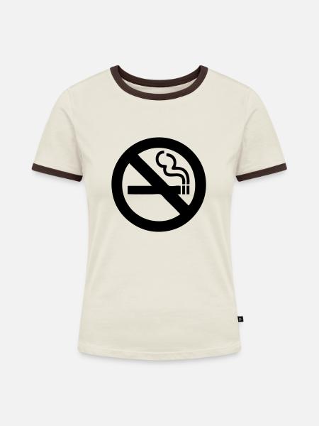 Zigarette - Frauen Kontrast-T-Shirt - Off-White/Dunkelbraun