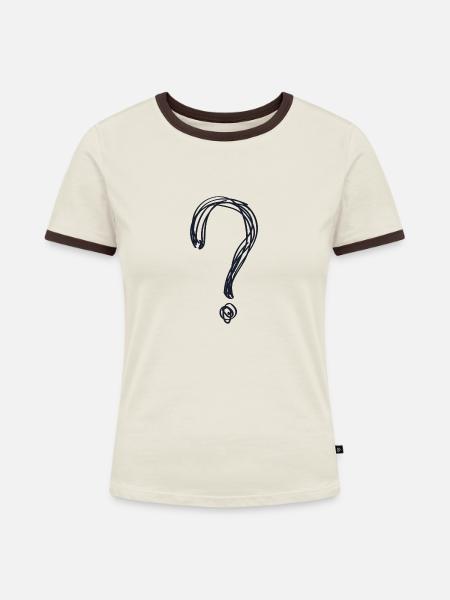 Fragezeichen - Frauen Kontrast-T-Shirt - Off-White/Dunkelbraun