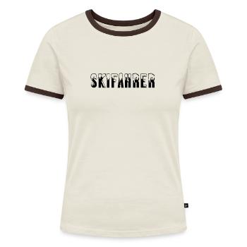 Skifahrer Wintersport - Frauen Kontrast-T-Shirt - Off-White/Dunkelbraun - Vorne - AI Model Female 172 dark (172cm)