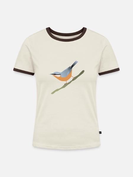 Kleiber - Frauen Kontrast-T-Shirt - Off-White/Dunkelbraun