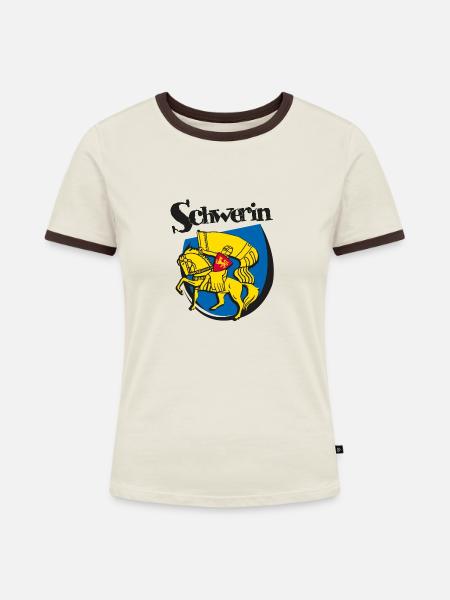 Schweriner Wappen - Frauen Kontrast-T-Shirt - Off-White/Dunkelbraun