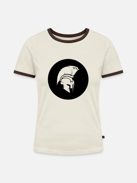 spartan - Frauen Kontrast-T-Shirt - Off-White/Dunkelbraun
