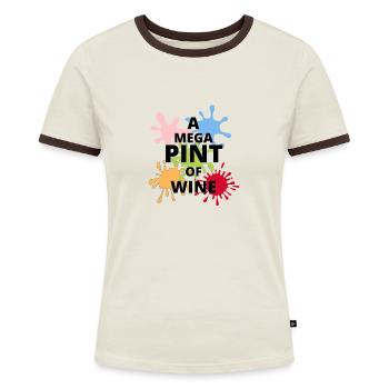 Ein Mega-Pint Wein - Frauen Kontrast-T-Shirt - Off-White/Dunkelbraun - Vorne - AI Model Female 172 dark (172cm)