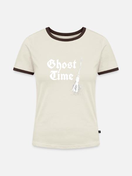 Ghost - Frauen Kontrast-T-Shirt - Off-White/Dunkelbraun