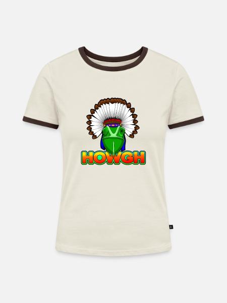 Kamäleon Häuptling - Frauen Kontrast-T-Shirt - Off-White/Dunkelbraun