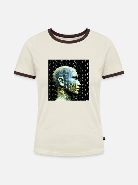 Künstliche Intelligenz - Frauen Kontrast-T-Shirt - Off-White/Dunkelbraun