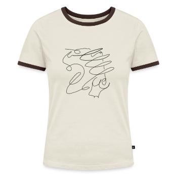 VENUS - Frauen Kontrast-T-Shirt - Off-White/Dunkelbraun - Vorne - AI Model Female 172 dark (172cm)