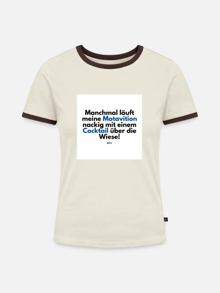 Motivation - Frauen Kontrast-T-Shirt - Off-White/Dunkelbraun