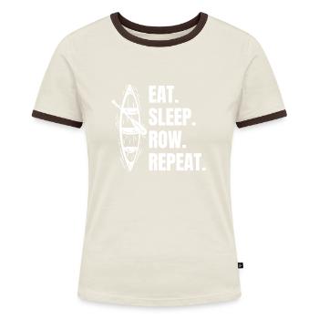Ruderer Spruch Ruderverein lustige Rudern Ruderin - Frauen Kontrast-T-Shirt - Off-White/Dunkelbraun - Vorne - AI Model Female 172 dark (172cm)