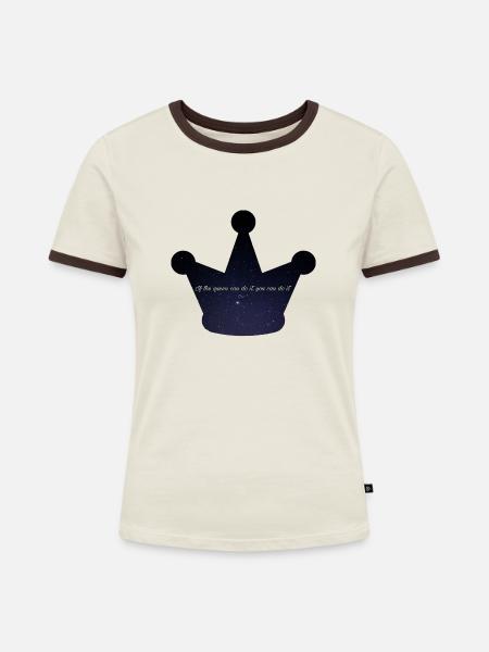 Queen - Frauen Kontrast-T-Shirt - Off-White/Dunkelbraun