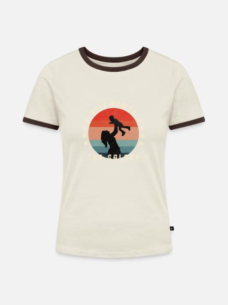 Beste Mutter der Galaxis - Frauen Kontrast-T-Shirt - Off-White/Dunkelbraun