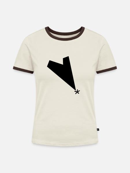 Steinschlag - Frauen Kontrast-T-Shirt - Off-White/Dunkelbraun