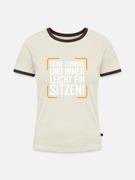 Partyshirt - Frauen Kontrast-T-Shirt - Off-White/Dunkelbraun