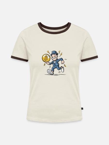 -Mann mit Bitcoin - Frauen Kontrast-T-Shirt - Off-White/Dunkelbraun