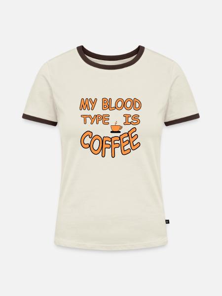 Kaffee - Frauen Kontrast-T-Shirt - Off-White/Dunkelbraun
