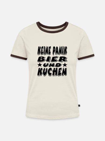 Bier - Frauen Kontrast-T-Shirt - Off-White/Dunkelbraun