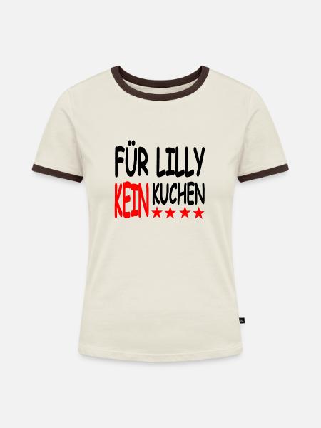 Kuchen - Frauen Kontrast-T-Shirt - Off-White/Dunkelbraun