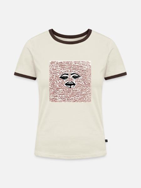 Zufällige Wörter - Frauen Kontrast-T-Shirt - Off-White/Dunkelbraun