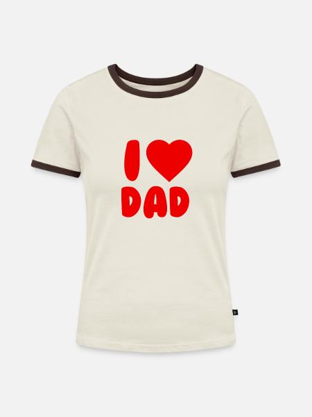 I love Dad - Frauen Kontrast-T-Shirt - Off-White/Dunkelbraun