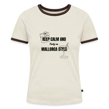 Mallorca T-Shirt - Frauen Kontrast-T-Shirt - Off-White/Dunkelbraun - Vorne - AI Model Female 172 dark (172cm)