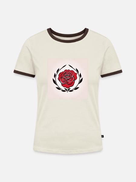 Lebe Caesar - Frauen Kontrast-T-Shirt - Off-White/Dunkelbraun