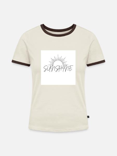 SUNSHINE - Frauen Kontrast-T-Shirt - Off-White/Dunkelbraun