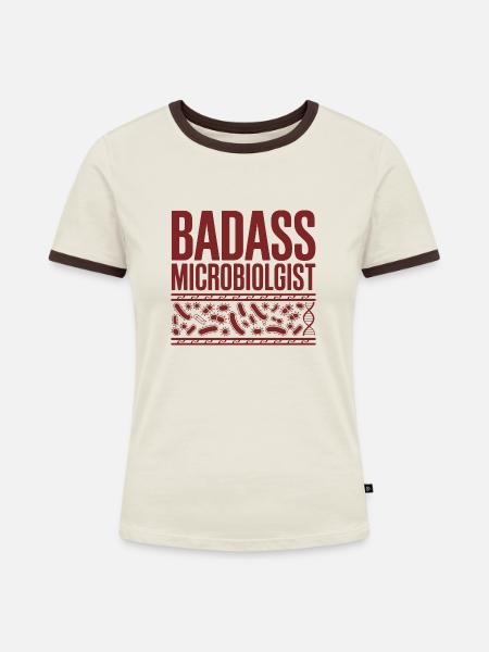 Leidenschaft für Mikrobiologie - Frauen Kontrast-T-Shirt - Off-White/Dunkelbraun