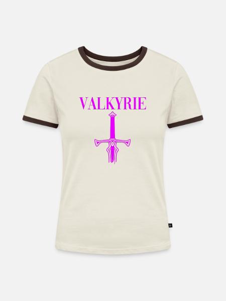 Wikinger Walküre - Frauen Kontrast-T-Shirt - Off-White/Dunkelbraun