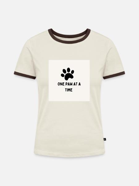 Positive Paw - Frauen Kontrast-T-Shirt - Off-White/Dunkelbraun