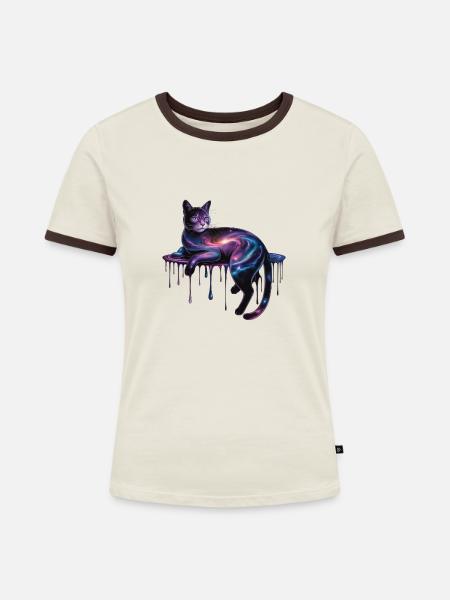 Kosmische Form - Frauen Kontrast-T-Shirt - Off-White/Dunkelbraun
