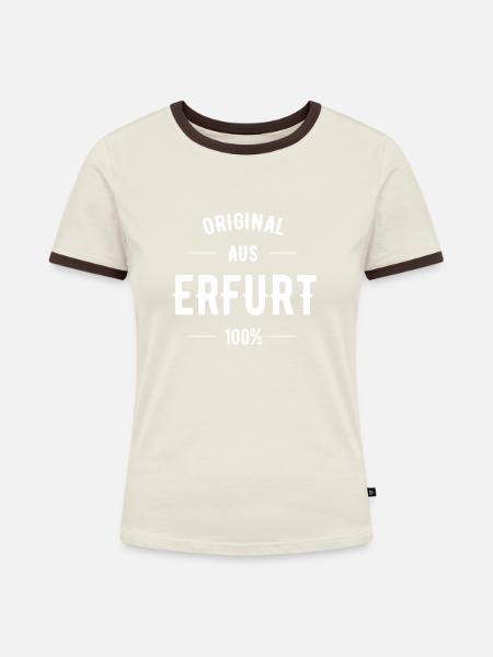 Erfurt - Frauen Kontrast-T-Shirt - Off-White/Dunkelbraun