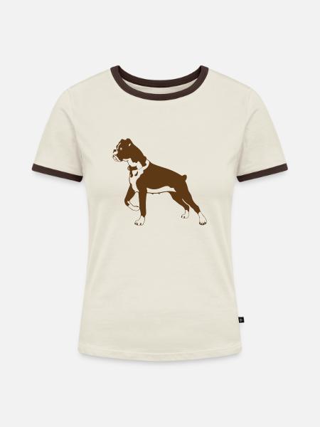 Pitbull - Frauen Kontrast-T-Shirt - Off-White/Dunkelbraun
