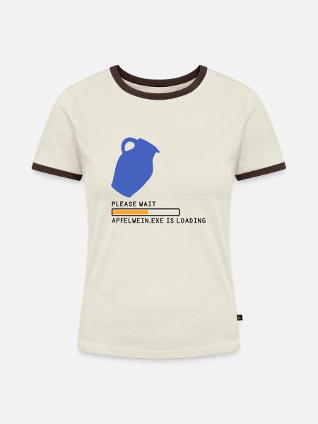 Bembel Loading please wait - Frauen Kontrast-T-Shirt - Off-White/Dunkelbraun