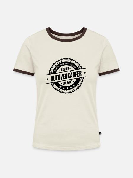 Bester Autoverkäufer - Frauen Kontrast-T-Shirt - Off-White/Dunkelbraun