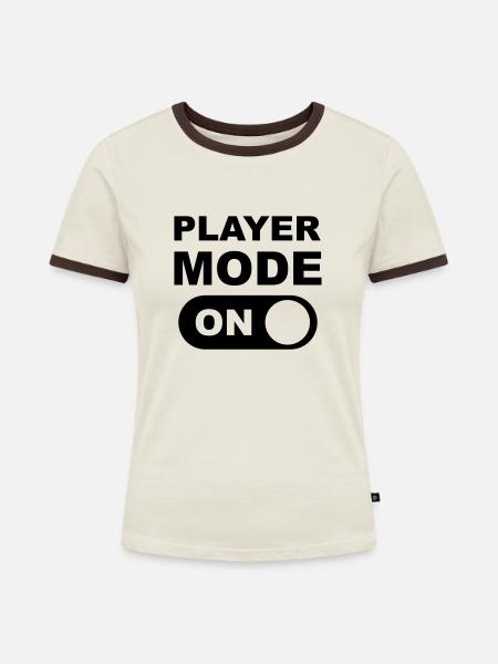 Player Mode ON - Frauen Kontrast-T-Shirt - Off-White/Dunkelbraun
